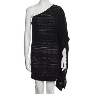 Herve Leger Black Sheer Aimee Striped Knitted Swim Cover Up M/L